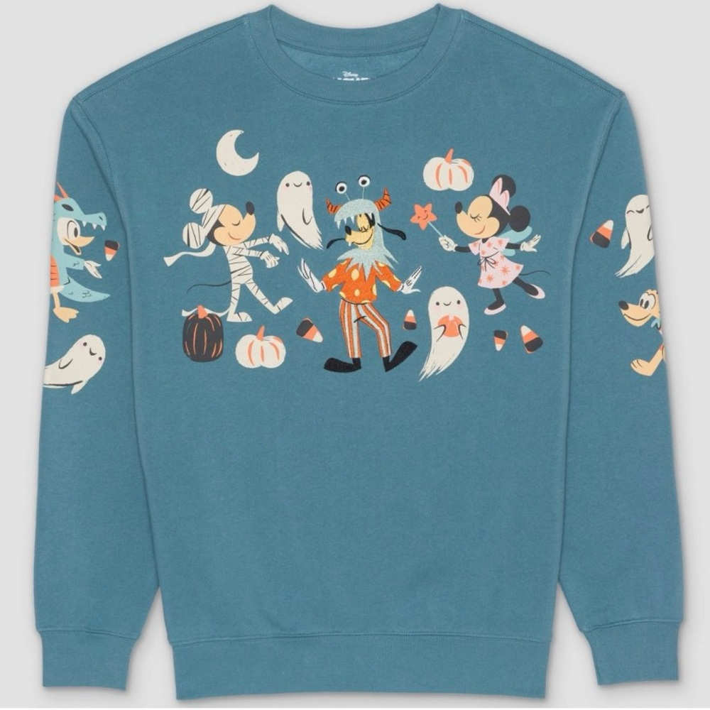 Disney Teal Halloween Sweatshirt with Mickey and Friends
